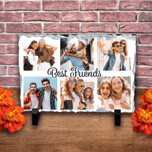 Placă ardezie personalizată cu 6 poze - Best Friends