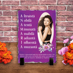 Placă ardezie personalizată cu poză - Zi de naștere (Femeie)