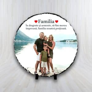 Placă ardezie personalizată cu poză - Familia