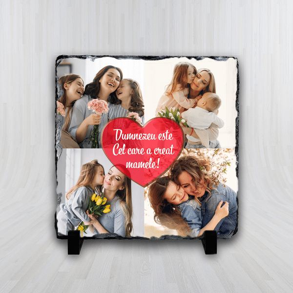 Placă ardezie personalizată cu 4 poze - 8 Martie - imagine 2