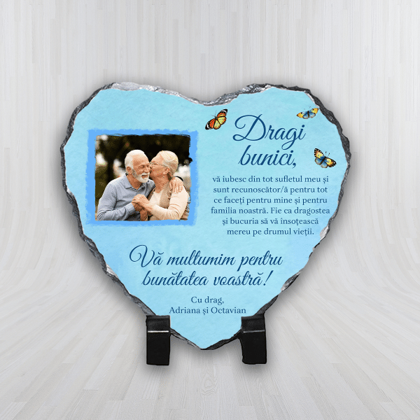 Placă ardezie personalizată cu poză și nume - Bunici - imagine 2