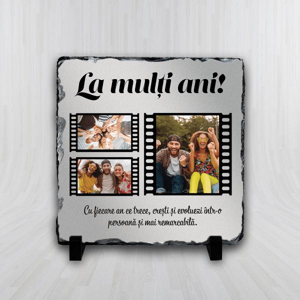 Placă ardezie personalizată cu 3 poze - La mulți ani - imagine 2