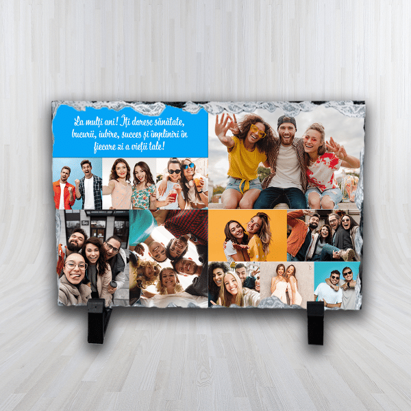 Placă ardezie personalizată cu 11 poze - La mulți ani - imagine 2
