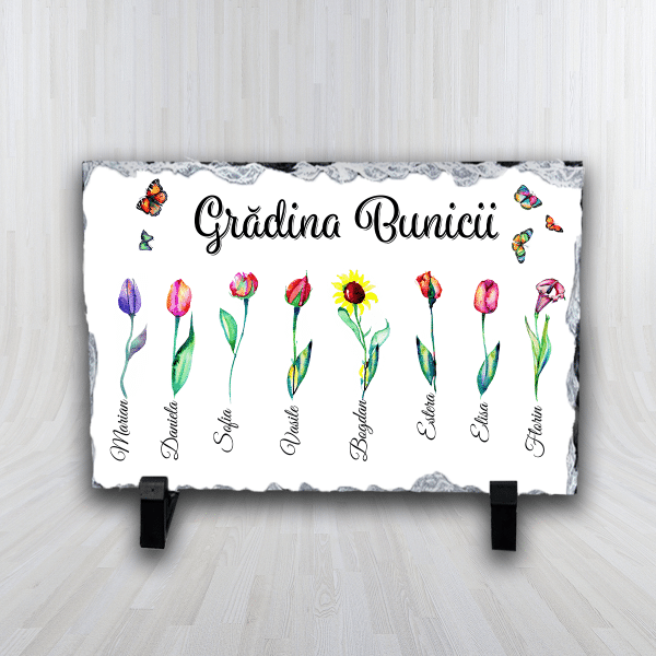 Placă ardezie personalizată cu 8 nume - Grădina bunicii - imagine 4