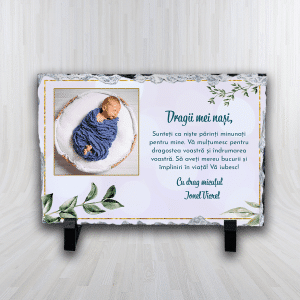 Placă ardezie personalizată cu poză și nume - Nași