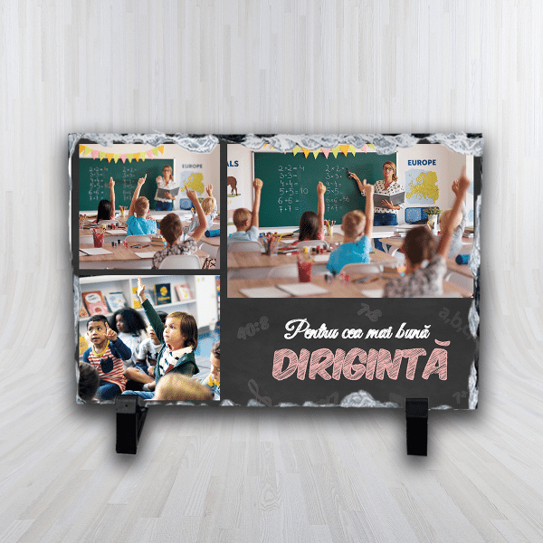 Placă ardezie personalizată cu 3 poze - Dirigintă - imagine 2