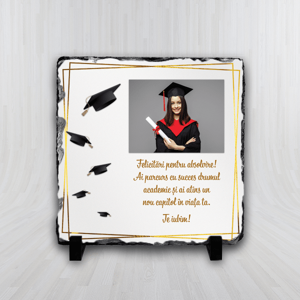 Placă ardezie personalizată cu poză - Absolvire - imagine 2