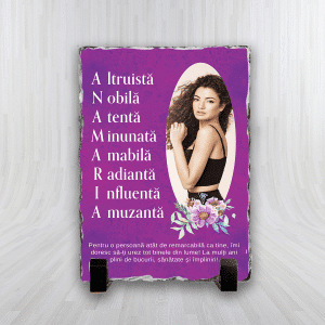 Placă ardezie personalizată cu poză - Zi de naștere (Femeie)