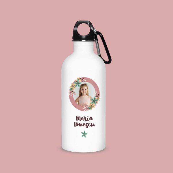 Bidon sport personalizat cu nume și poză - Fată
