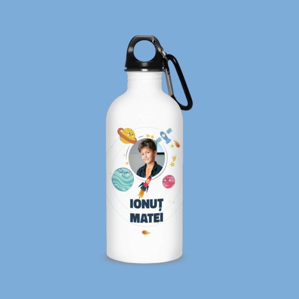 Bidon sport personalizat cu nume și poză - Planete