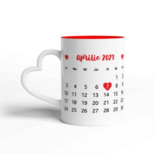 Cană pentru cuplu, personalizată, interior color, poză și dată - Ziua noastră - imagine 3