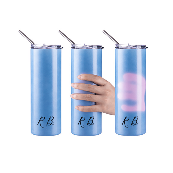 Pahar personalizat cu inițiala numelui, din oțel inoxidabil, sensibil la căldură, cu schimbare de culoare, 600 ml