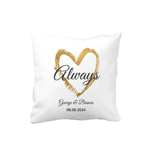 Pernă personalizată cu două nume și dată - Always