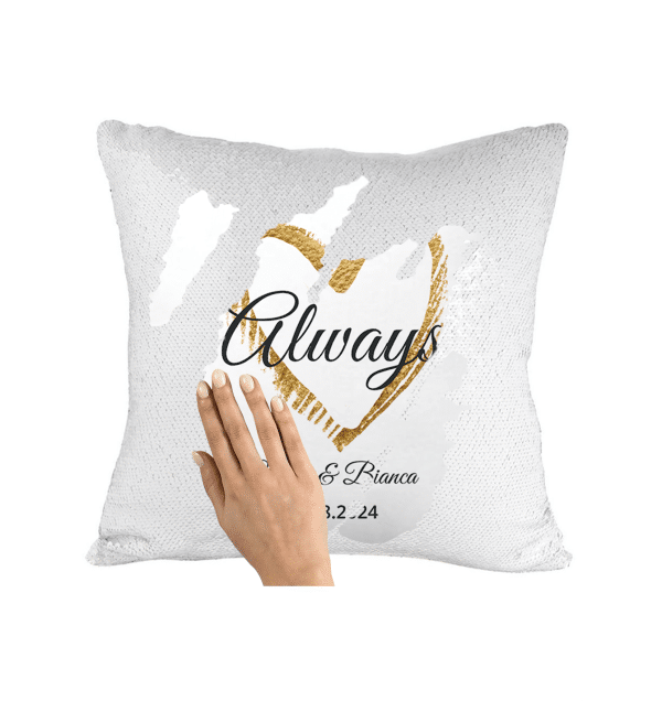 Pernă personalizată cu două nume și dată - Always - imagine 2