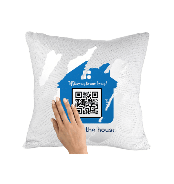 Pernă personalizată cu melodie cod QR - Welcome to our home - imagine 2