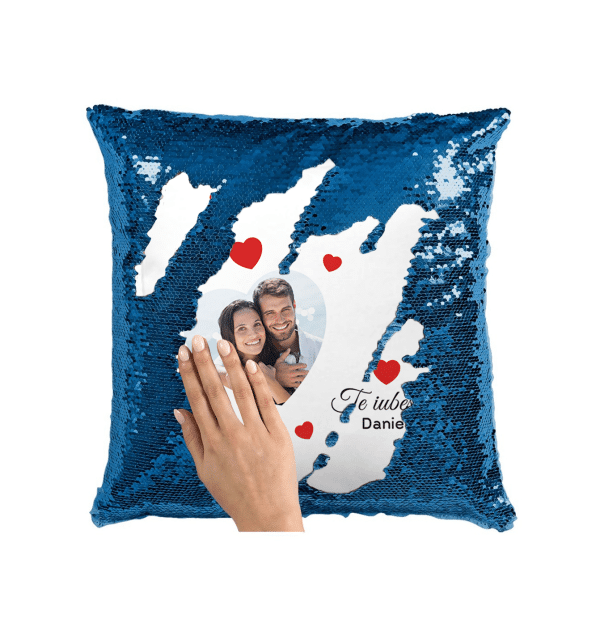 Pernă personalizată cu nume și poză - Te iubesc - imagine 3