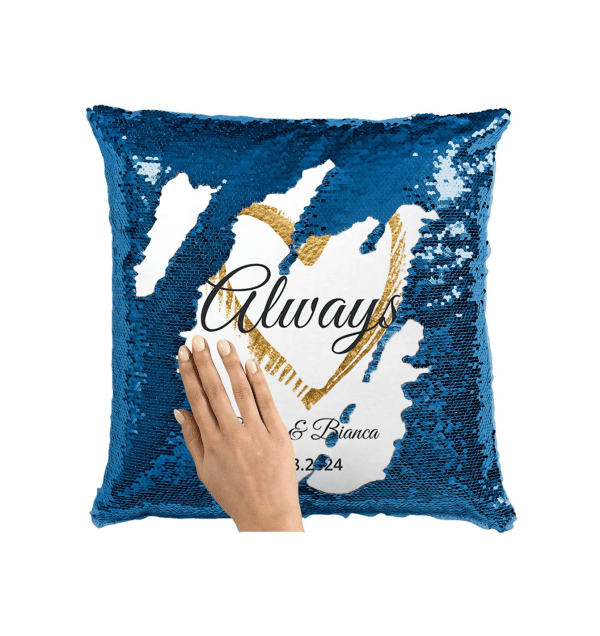 Pernă personalizată cu două nume și dată - Always - imagine 3