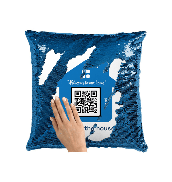 Pernă personalizată cu melodie cod QR - Welcome to our home - imagine 3