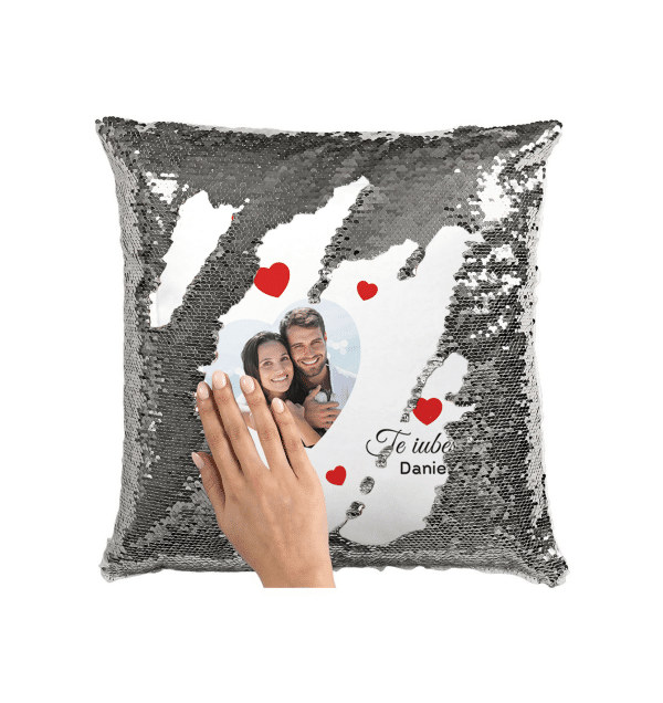 Pernă personalizată cu nume și poză - Te iubesc - imagine 4