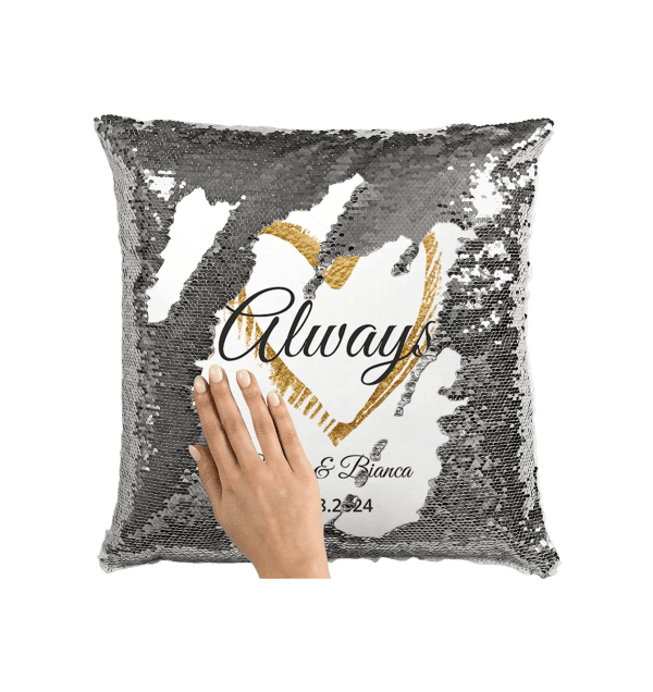 Pernă personalizată cu două nume și dată - Always - imagine 4