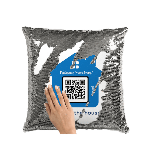 Pernă personalizată cu melodie cod QR - Welcome to our home - imagine 4