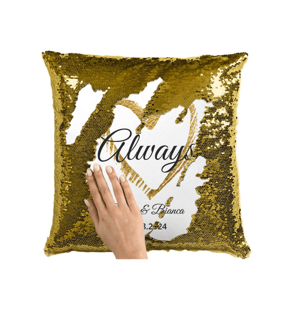 Pernă personalizată cu două nume și dată - Always - imagine 5