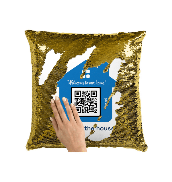 Pernă personalizată cu melodie cod QR - Welcome to our home - imagine 5