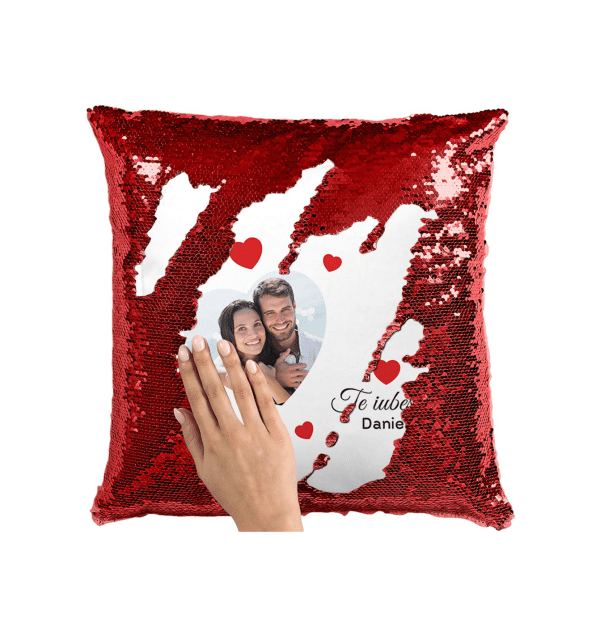 Pernă personalizată cu nume și poză - Te iubesc - imagine 6