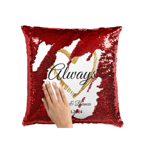 Pernă personalizată cu două nume și dată - Always - imagine 6