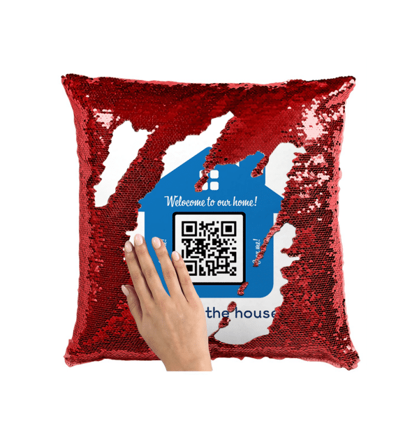 Pernă personalizată cu melodie cod QR - Welcome to our home - imagine 6