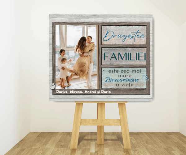 Tablou personalizat cu poză și nume - Dragostea familiei - imagine 2