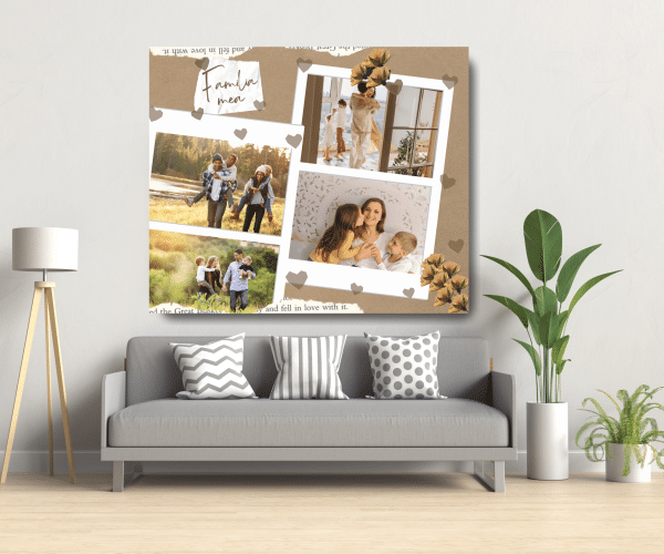 Tablou cu familia mea, personalizat cu 4 poze - imagine 2