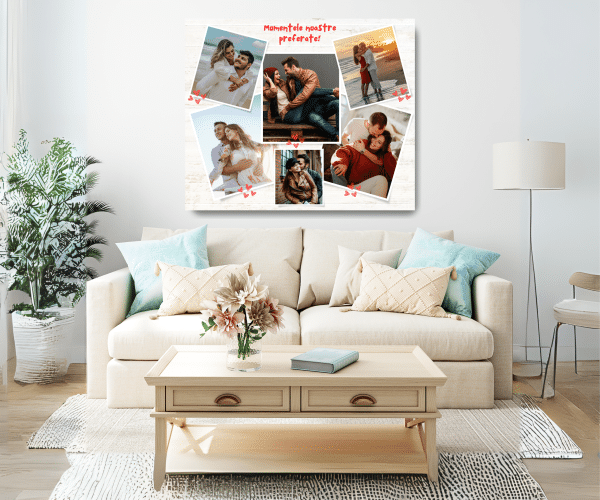 Tablou iubiti / cuplu, personalizat cu 6 poze - Momentele noastre preferate - imagine 3