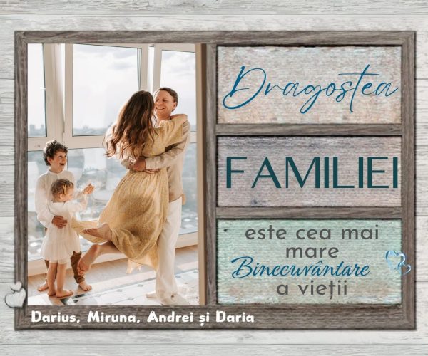 Tablou personalizat cu poză și nume - Dragostea familiei - imagine 4