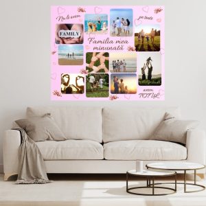 Tablou cadou familie, canvas personalizat cu 11 poze - Familia mea minunată