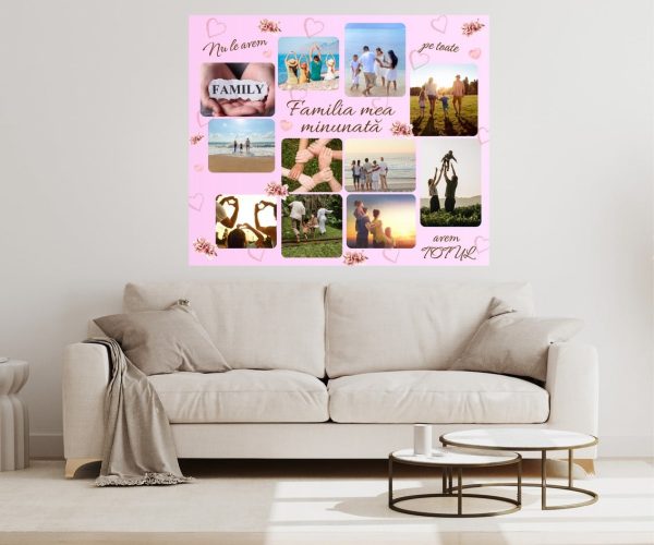Tablou cadou familie, canvas personalizat cu 11 poze - Familia mea minunată - imagine 2