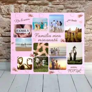 Tablou cadou familie, canvas personalizat cu 11 poze - Familia mea minunată