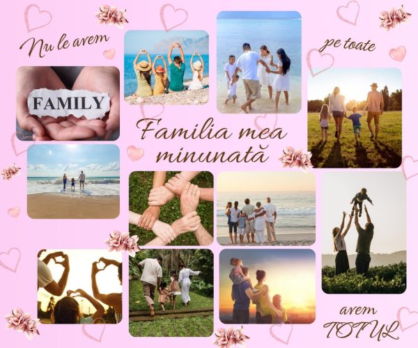 Tablou cadou familie, canvas personalizat cu 11 poze - Familia mea minunată - imagine 3