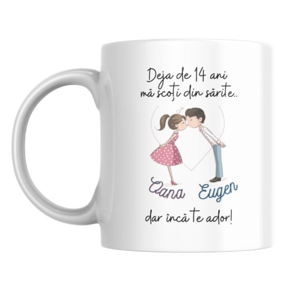 Cană personalizată cu două nume și poză - Te ador