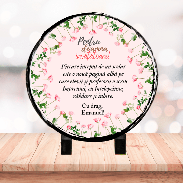 Cadou personalizat invatatoare - placa ardezie cu nume și text
