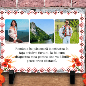 Placă ardezie personalizata, 3 poze si text - Cadou traditional