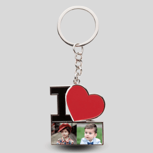 Breloc personalizat cu două poze - I ❤️