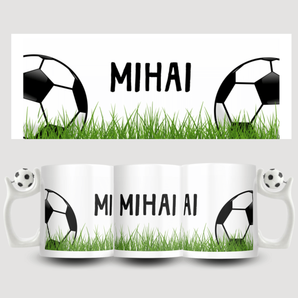Cană pentru fotbalist, personalizată cu nume