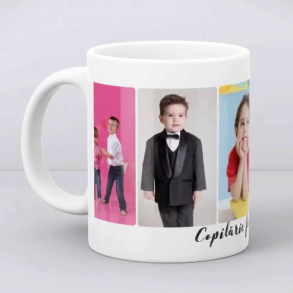 Cană personalizată cu 5 poze - Copilărie fericită - imagine 3