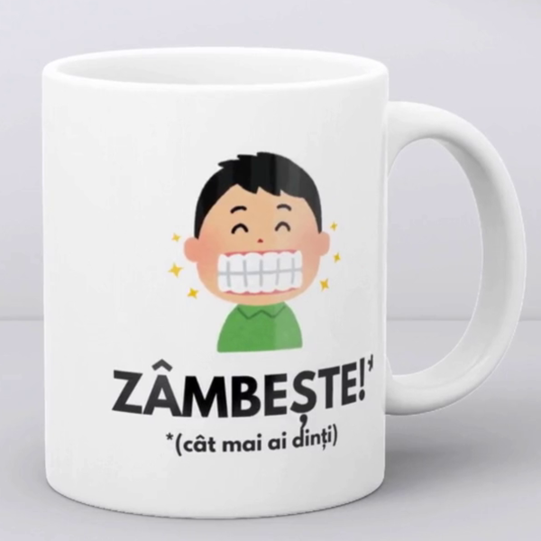 Cană personalizată cu nume - Zâmbește