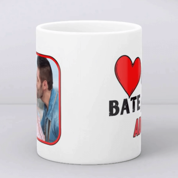 Cană cadou iubiti, personalizată cu poză și nume - ❤️ mea - imagine 3