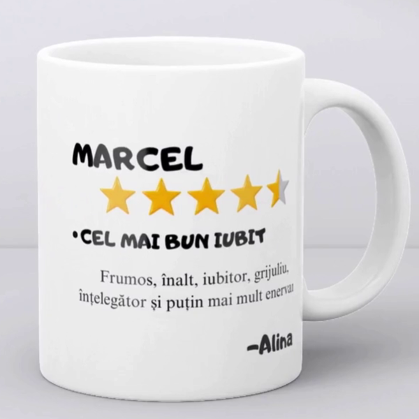Cană cadou pentru iubit, personalizată cu poză, nume și text