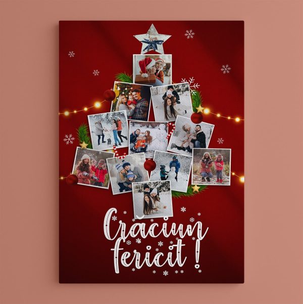 Tablou canvas personalizat cu 12 poze - Crăciun Fericit