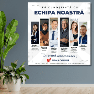 Tablou canvas personalizat cu poze, nume și text - Echipa noastră