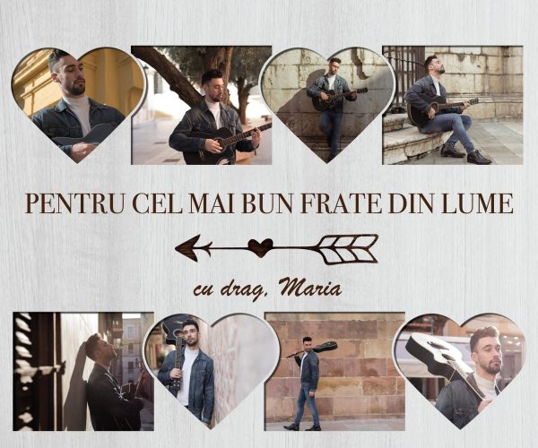 Tablou cadou personalizat frate, cu 8 poze și nume - Cel mai bun frate - imagine 3
